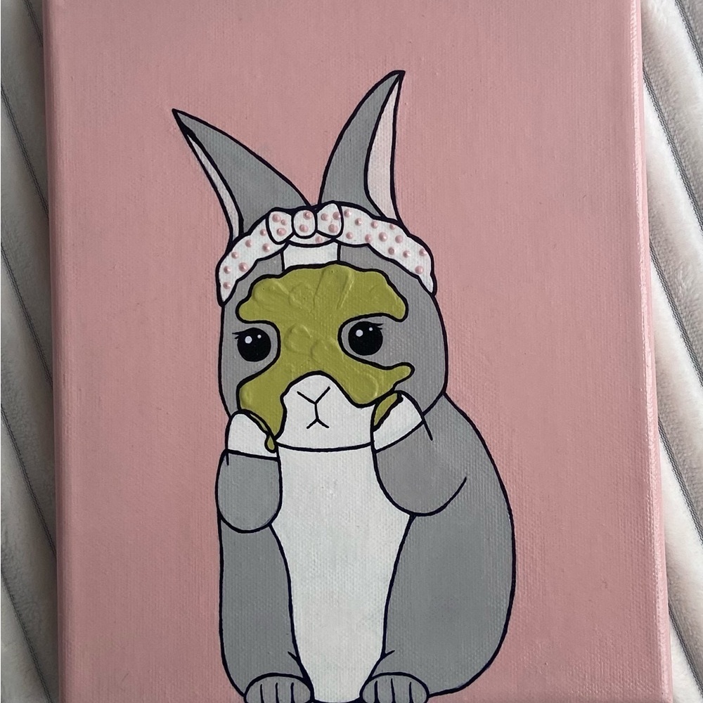 Hand-made Self-Care Bunny Painting